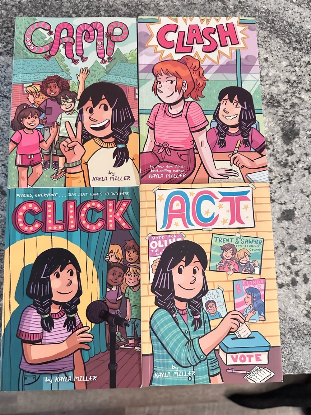 Kayla Miller Middle School Graphic Novel Non Fiction Act, click, Clash, Camp
